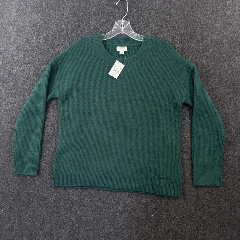 J Crew Extra Soft Sweater Women's XS Green Wool Blend Crewneck Pullover Knit
